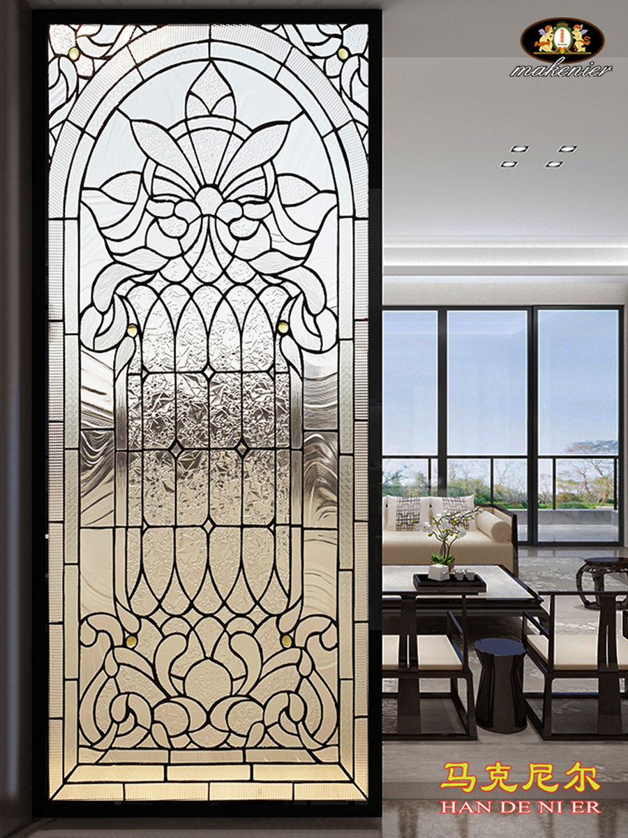 定制镶嵌欧式覆古典透光隔断屏风推拉门窗蒂凡尼教堂装饰艺术玻璃