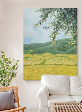 HESD.ART手绘油画《轻风物语》侘寂风肌理画装饰画山水画风景挂画