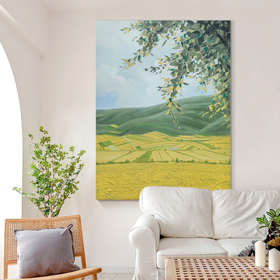 HESD.ART手绘油画《轻风物语》侘寂风肌理画装饰画山水画风景挂画