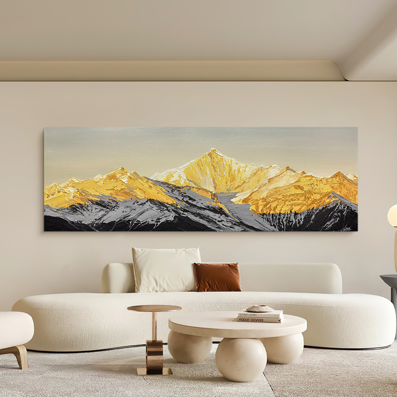 HESD.ART手绘油画《熠熠生辉》客厅侘寂风装饰画玄关餐厅风景挂画
