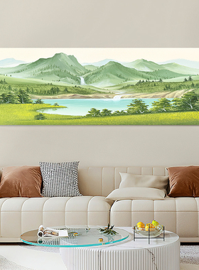 HESD.ART手绘油画《绿水青山》侘寂风客厅现代简约装饰画肌理挂画