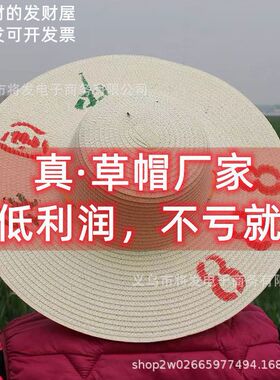 纸草草帽男款夏天农民工隔热干活遮阳帽大檐防晒女式凉手工帽子