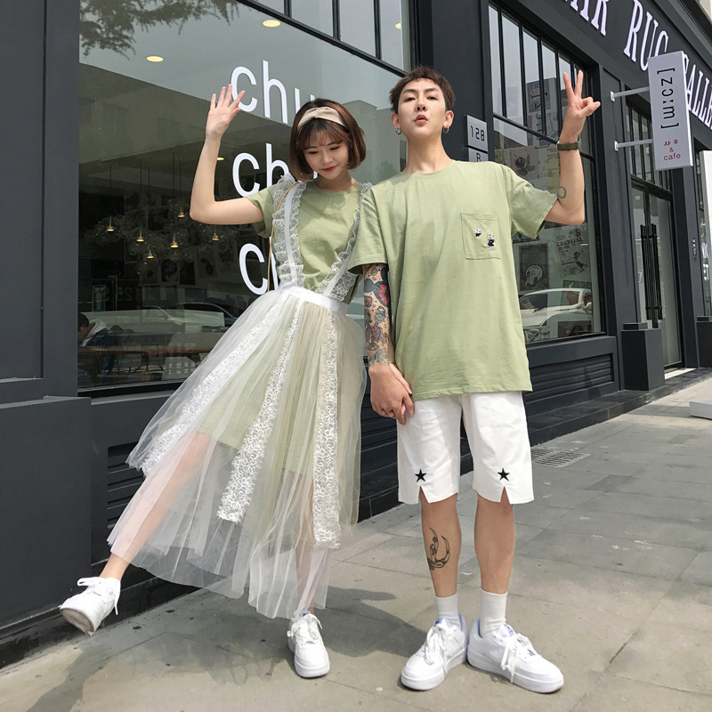 情侣装夏装2019新款ins超火抖音同款网红裙子潮流秋装衣服一套装(用1元券)