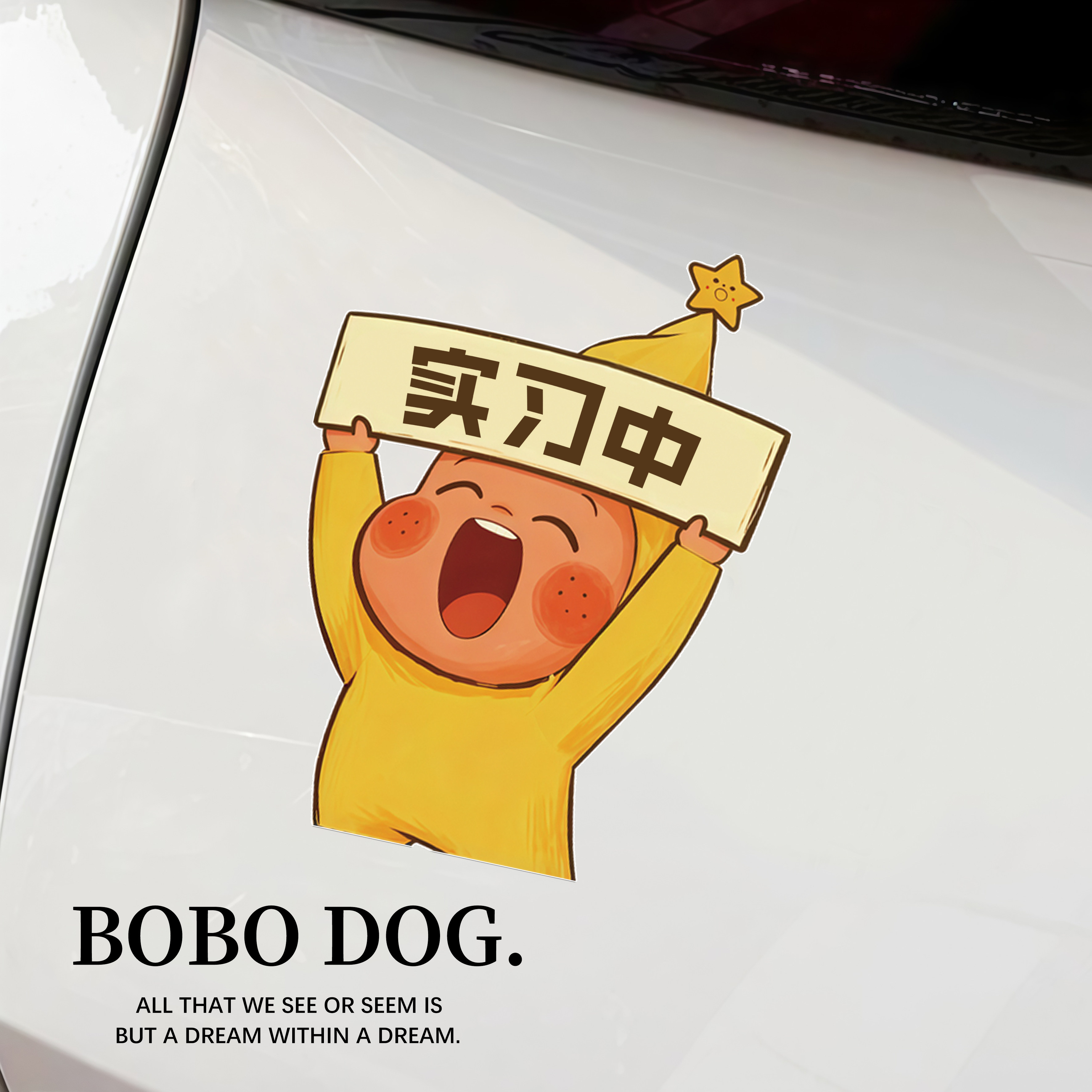 实习车贴星星人创意车身磁贴搞笑车尾汽车贴纸女司机标志新手上路