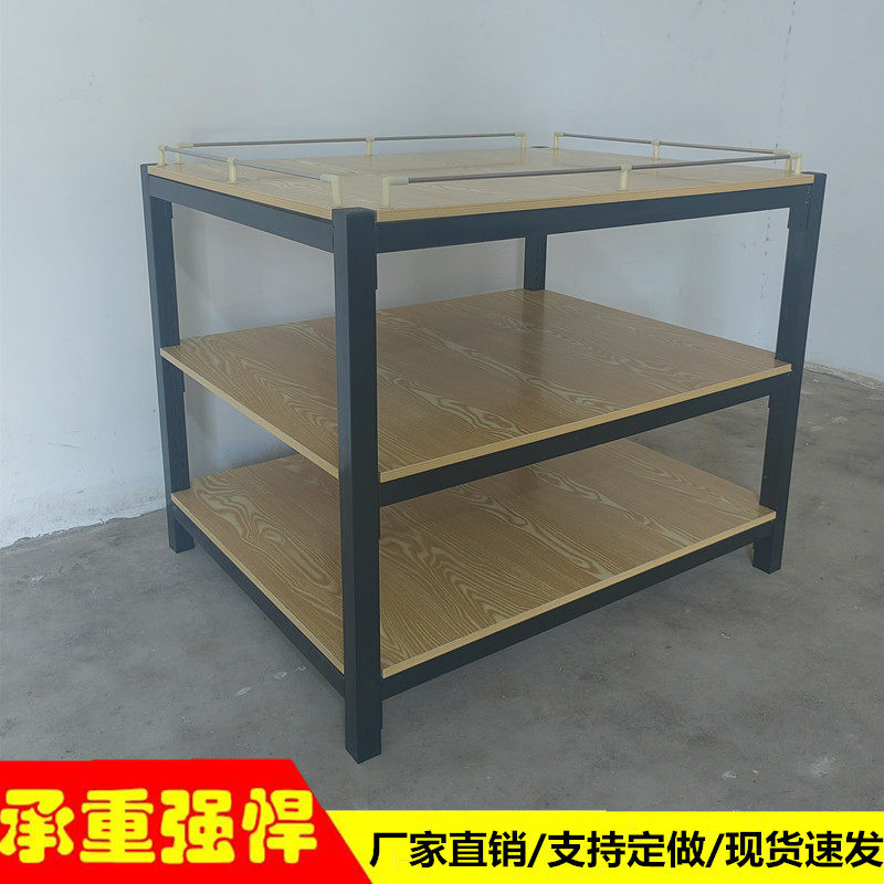 超市牛奶堆头展示架饮料促销台陈列架钢木货架加厚礼品盒洗化地堆