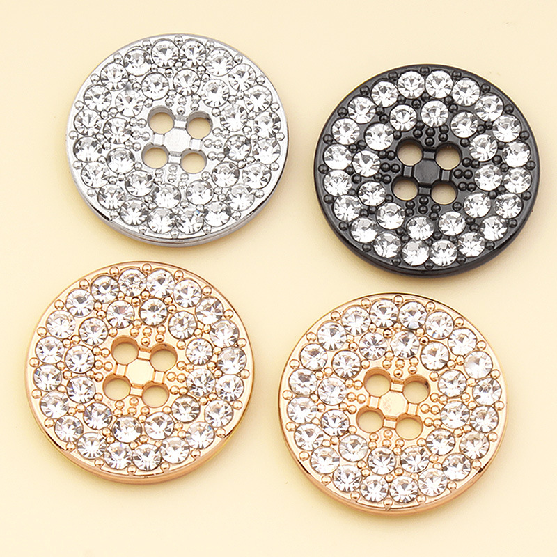 金属大衣纽扣女式毛衣开衫高端奢华时尚精致镶钻石装饰四眼大扣子