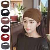 保暖护额发带弹力针织加厚双层遮白发碎发透气运动瑜伽月子头巾帽