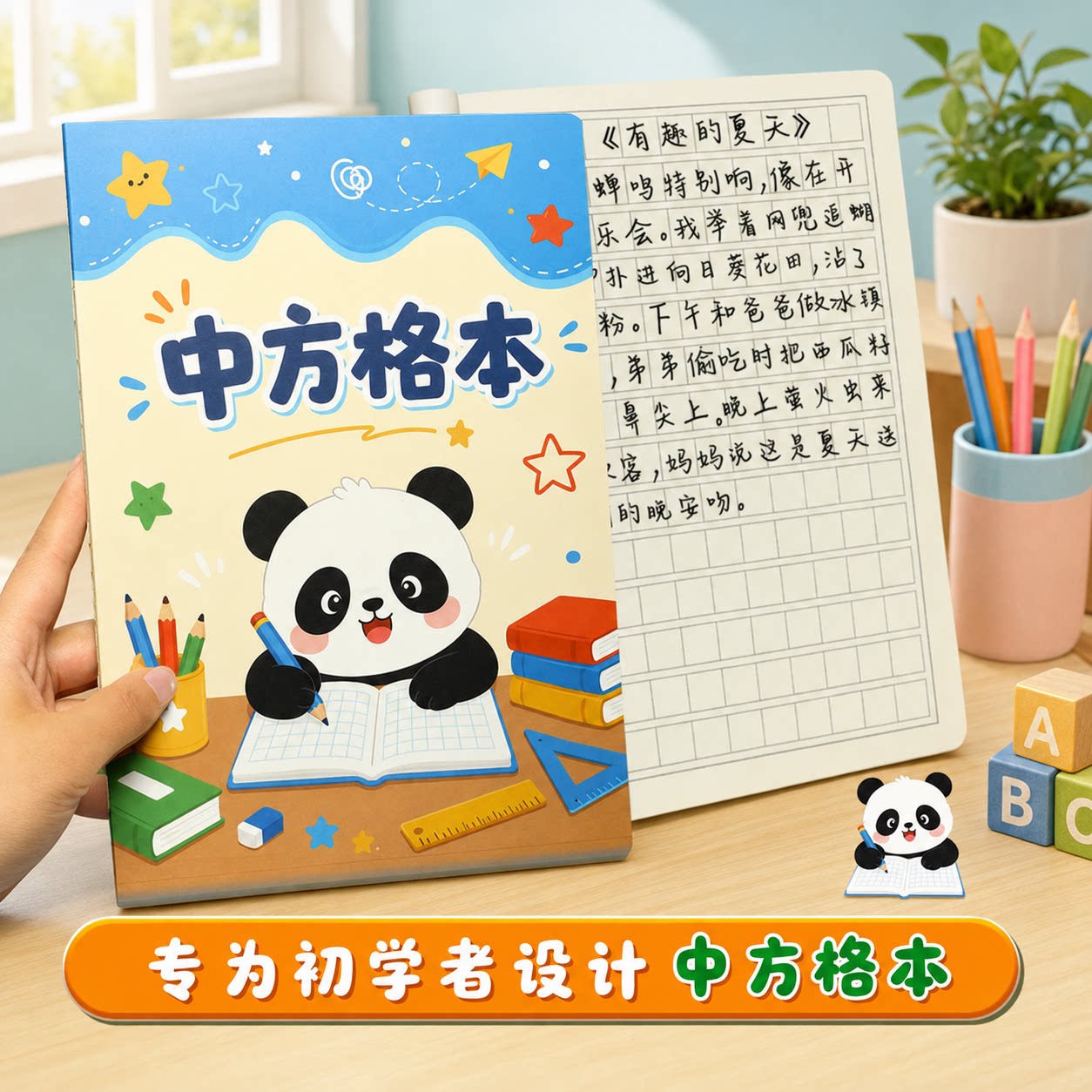 16K中方格本大方格练字本语文牛皮本小学生专用一二三四年级加厚