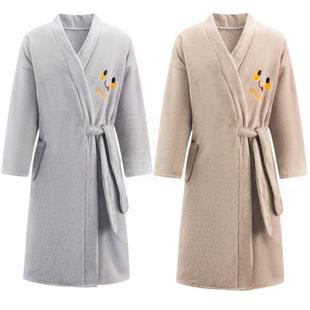 浴袍男女成人吸水速干非纯棉全棉秋冬情侣加长厚睡袍可穿洗澡浴衣