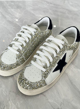 欧货外贸大牌平替GD女鞋复古风板鞋亮片星星鞋脏脏鞋平底小白鞋女