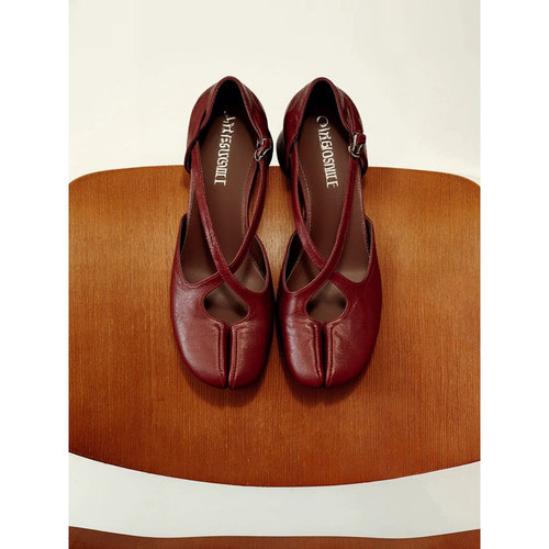 欧式分趾玛丽珍鞋女交叉扣带中空