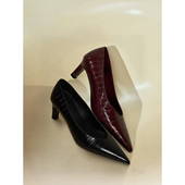 rommors轻熟风 5.5cm中高跟鞋 尖头v口单鞋 女鳗鱼纹女巫鞋 春新