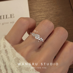 纯银莫桑钻戒指女轻奢高级感设计柏林情书情侣对戒送女友闺蜜礼物