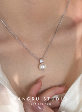 珍珠项链女S925纯银王妃轻奢小众毛衣链高级感吊坠锁骨链七夕礼物