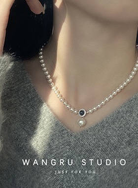 WANGRU往如纯银珍珠托帕石项链