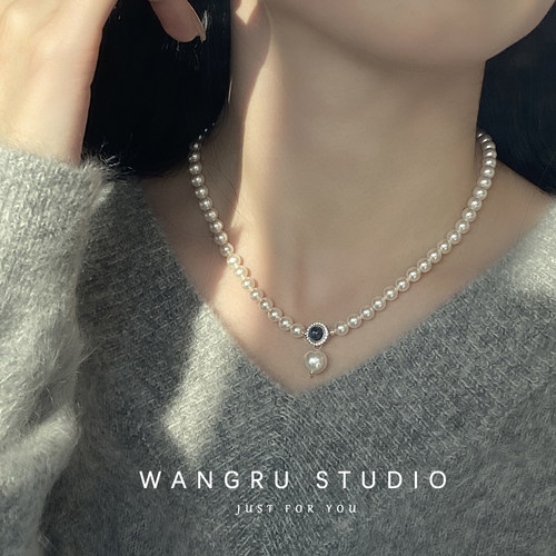 WANGRU往如纯银珍珠托帕石项链