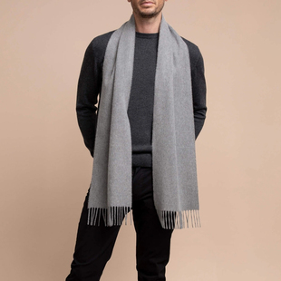 Johnstons of Elgin 经典纯色/格 100%羊绒Cashmere围巾 标准尺寸