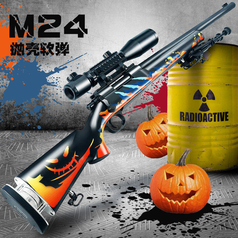 捷鹰m24手动抛壳软弹枪手拉吸盘软蛋成人男孩模型道具狙击玩具枪