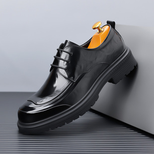 兽霸男鞋2025新款真皮商务休闲皮鞋正装新郎鞋结婚鞋商务正装厚底