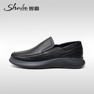 兽霸真羊皮男鞋春秋季新款商务休闲皮鞋软底防滑一脚蹬中年爸爸鞋