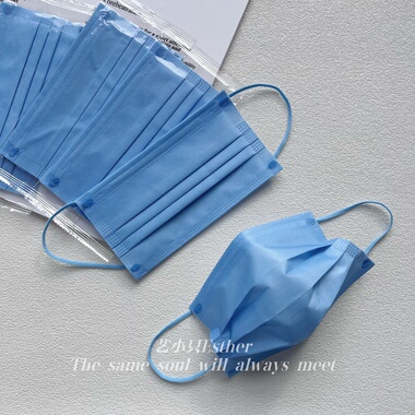 2026新品雾霾蓝色口罩纯浅蓝色高颜值质感时尚独立一次性透气显白