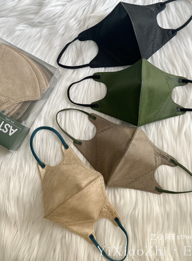 香港卡其咖色3d口罩medeis复古棕褐色立体两层军绿夏黑色透气薄款