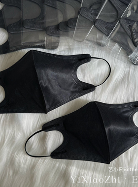 黑丝绒纯色3d立体口罩黑色两层成人透气夏季薄款独立包装高级颜值