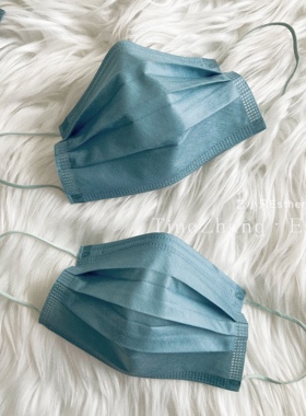 雾霾蓝色口罩莫兰迪暗蓝色成人一次性透气三层独立包装高级感颜值