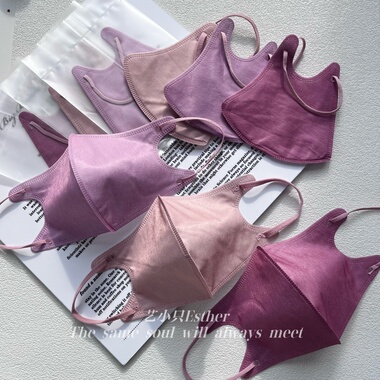 纯玫瑰粉紫色3d立体口罩独立一次性高级时尚颜值质感显白透气脸小