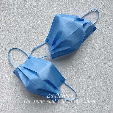 复古纯雾霾天蓝色口罩浅蓝色独立一次性时尚高级颜值透气2026新品