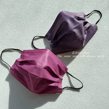 香港暗夜梅紫红色口罩黑绳深紫色澳门一次性透气显白高级颜值面罩