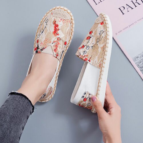 乐福鞋碎花渔夫女单老北京布鞋