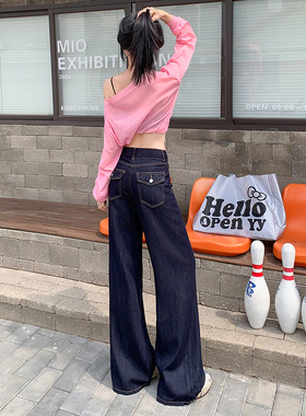 阔腿牛仔裤女2025夏新款慵懒风复古高腰宽松美式时尚潮流休闲裤子