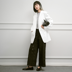 入秋 BOA 镂空蕾丝直筒阔腿裤 ARTS原创独立设计师 九分长裤