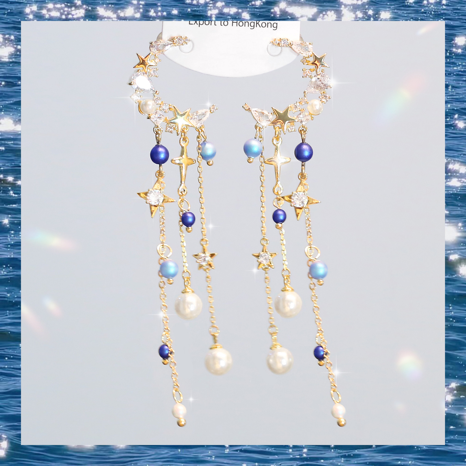 原创设计星月耳坠小众不撞款耳钉