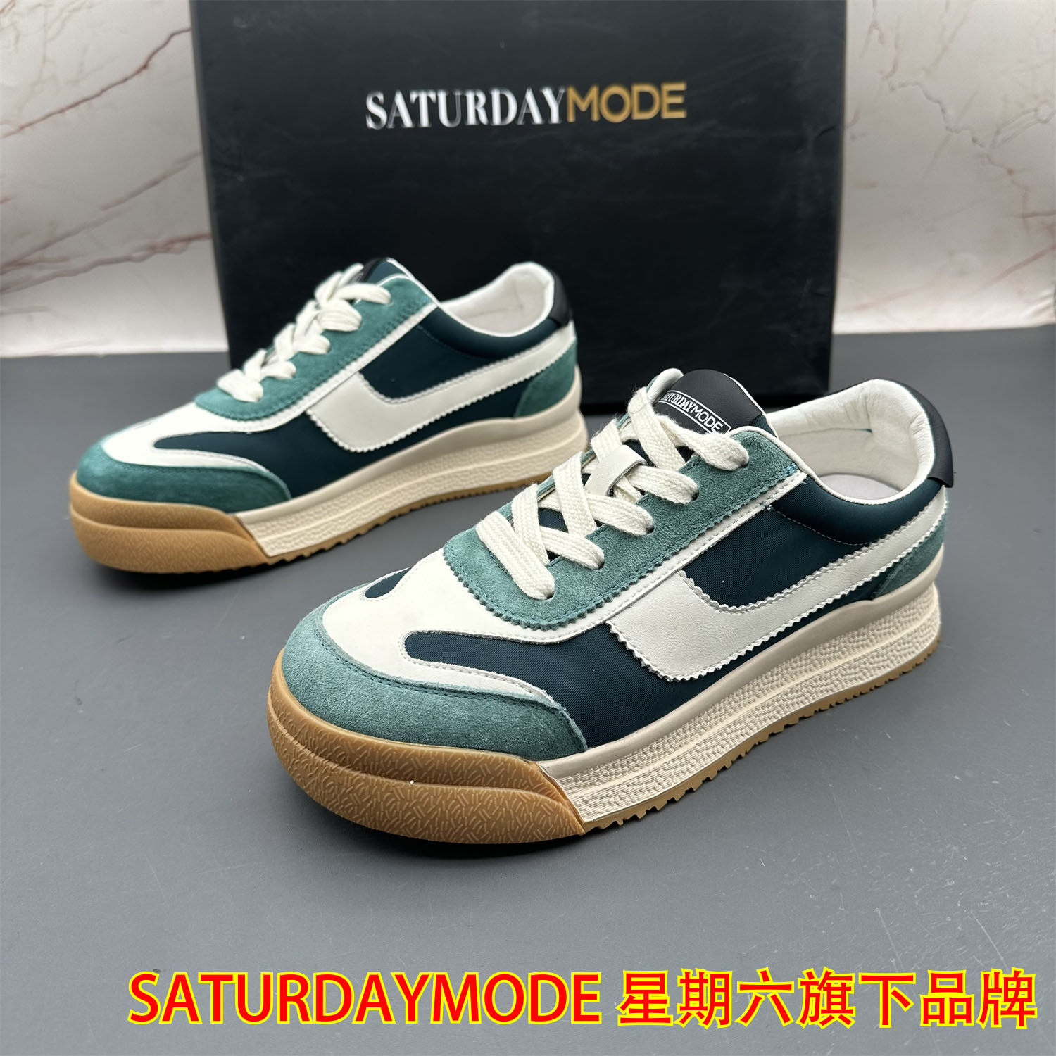 35码SATURDAYMODE断码撤柜真皮女鞋拼色系带圆头防滑平底休闲单鞋,女鞋,时尚休闲鞋,淘宝优惠券,粉丝福利购,淘宝优惠卷