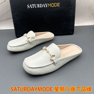35码SATURDAYMODE断码撤柜羊皮女鞋防滑平底圆头时尚百搭凉拖鞋