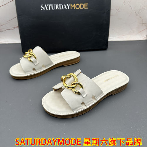 正品SATURDAYMODE断码撤柜羊皮女鞋防滑平底露趾时尚夏季凉拖鞋