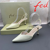 fed 艾芙伊迪撤柜处理牛皮女鞋 细跟包头后空中空两穿时尚 正品 凉鞋