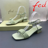 真皮凉鞋 正品 羊皮女鞋 扣带露趾中空后空时尚 fed 艾芙伊迪撤柜断码