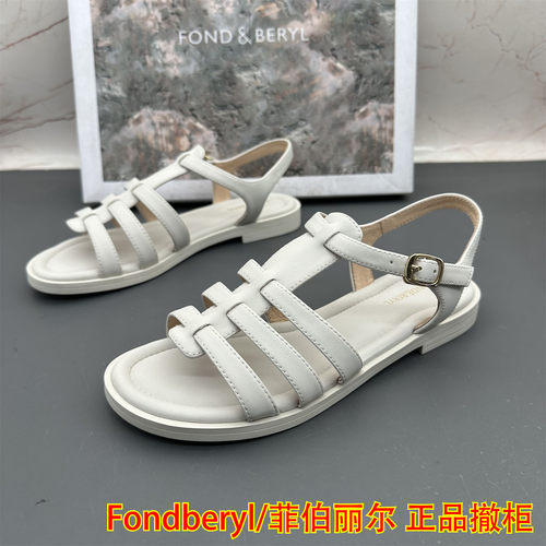 36码Fondberyl/菲伯丽尔撤柜断码女鞋扣带露趾后空扣带气质凉鞋
