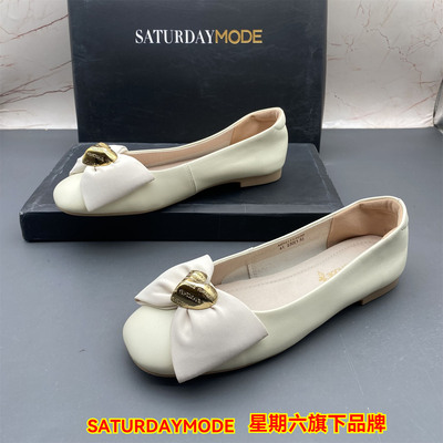 正品SATURDAYMODE商场断码撤柜羊皮女鞋浅口平底防滑圆头柔软单鞋