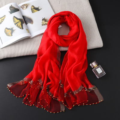 抖音同款四季通用钉珠时尚女丝巾