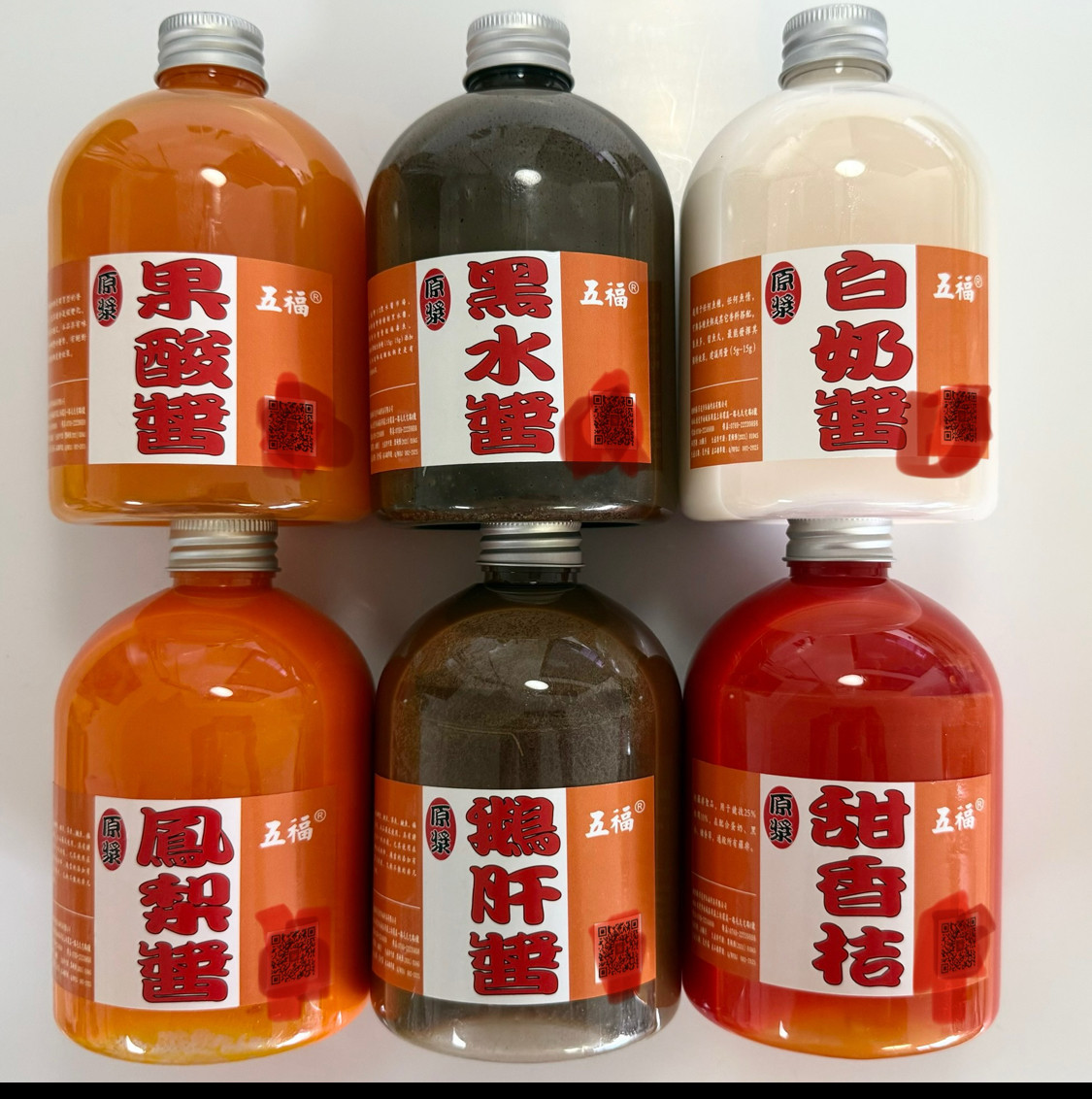 五福500毫升大瓶装凤梨酱 甜香桔 黑水酱 鹅肝酱 猪母奶 白奶果酸