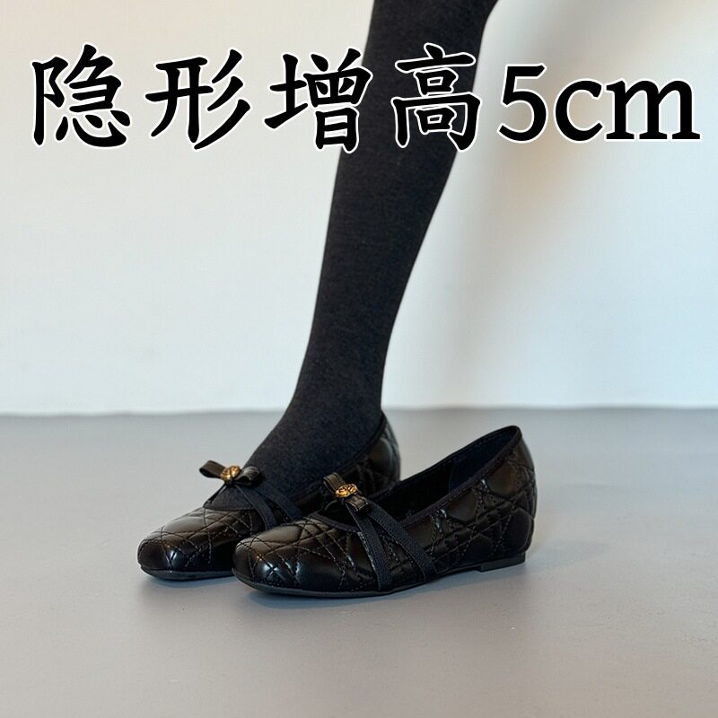 2026春新款内山茶花真皮玛丽珍鞋女菱格复古一字带浅口单鞋女