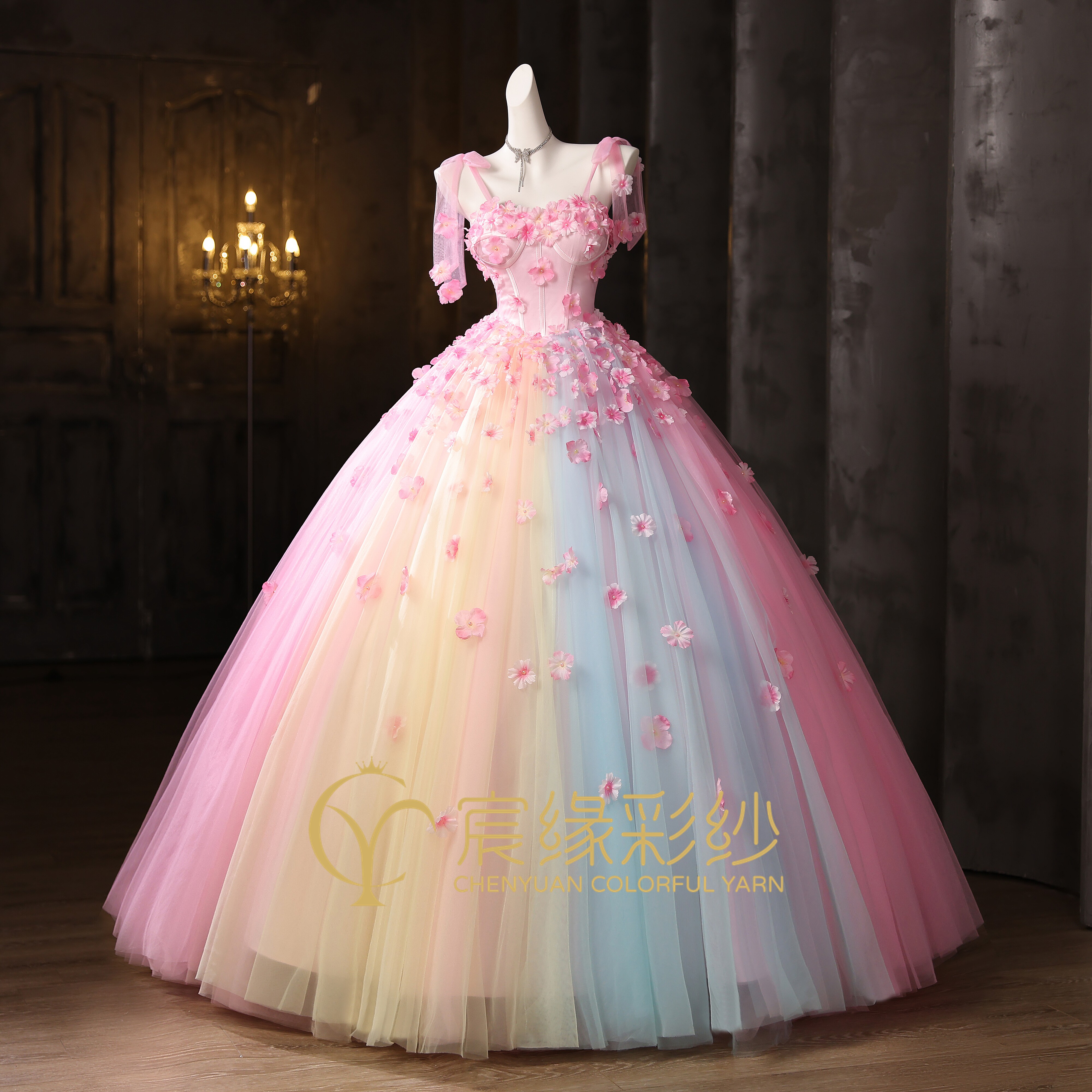 宸缘新款《彩虹》蓬蓬裙演出艺考独唱美声成人礼年会主持晚礼服