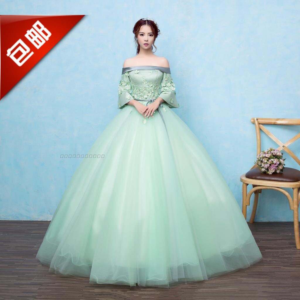 新款唯美婚纱美声独唱礼服彩纱一字肩主题摄影演出显瘦艺考裙包邮在类目 女装/女士精品, 婚纱/旗袍/礼服, 婚纱中 - 来自Buy2taobao.com提供专业的淘宝代购服务