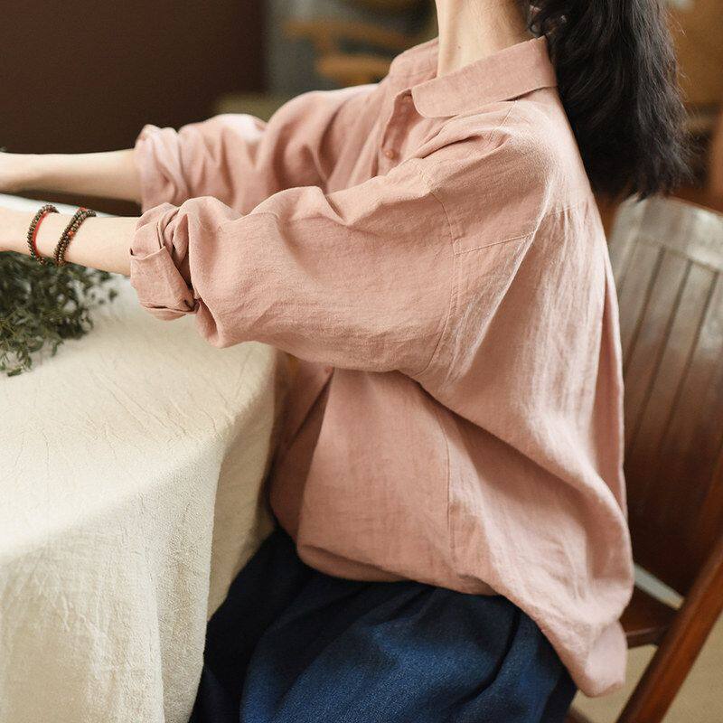 |  这样  | 的衬衫潘领24182新品亚麻相遇彼得宽松筋骨夏季衬衫