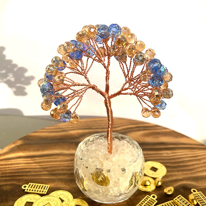 天然水晶发财树桌面摆件招财镇宅