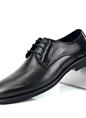 沙驰男鞋新款牛皮轻便舒适休闲皮鞋系带软底通勤德比鞋商务正装鞋